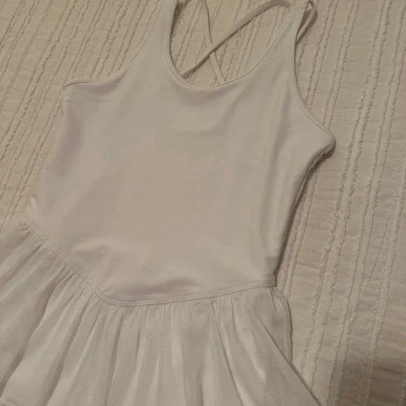 Old Navy 10-12 NWOT ballet White Sleeveless Dress with Tiered Skirt - Picture 3 of 7